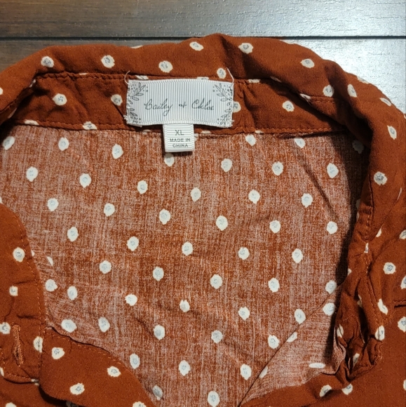 Bailey & Chloe Polka Dot Collared Button Down Shirt - Picture 3 of 3